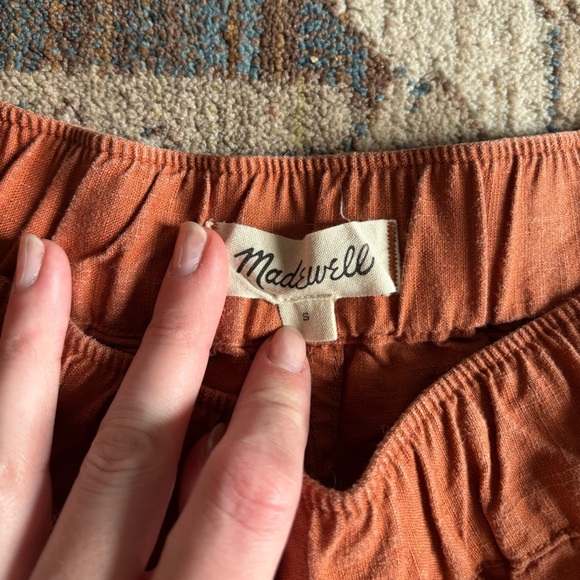 Madewell Linen-Blend Easy Pull-On Shorts Small Afterglow Red - Picture 2 of 3